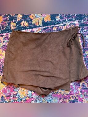Abercrombie & Fitch Brown Vegan Suede Skort